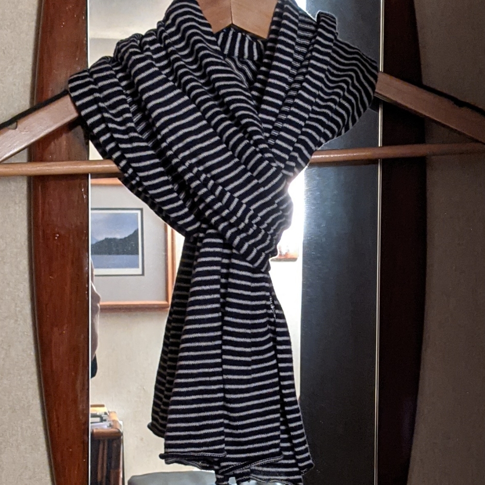 Soft Striped Navy and White LLBean Scarf
